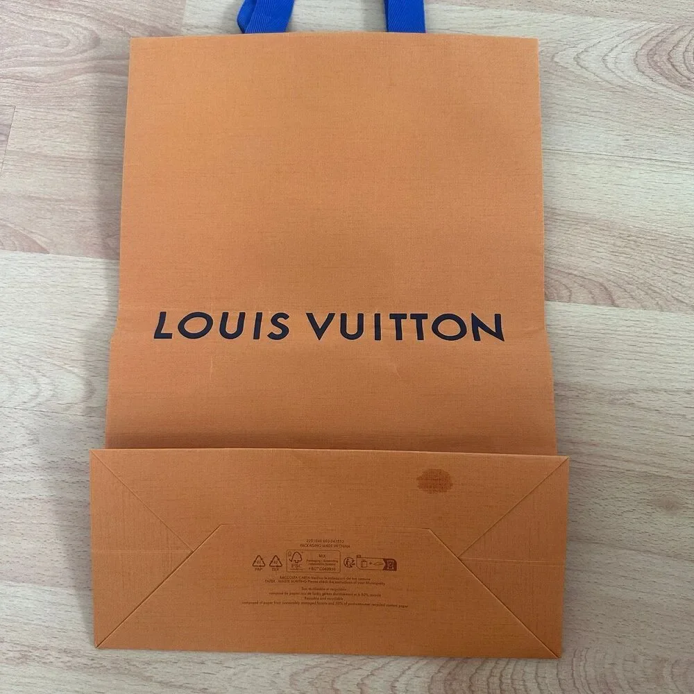 LV Louis Vuitton Paper Shopping Bag - med orange, 14